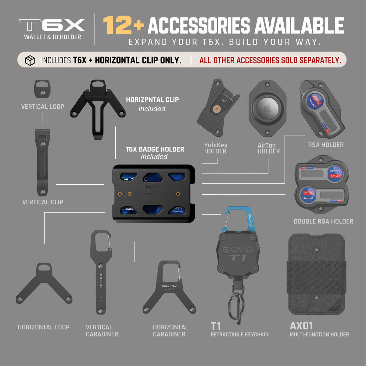 T6X Wallet & ID Holder Horizontal Clip